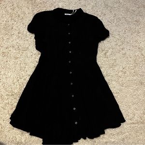 Urban Outfitters black button up flare mini dress size small